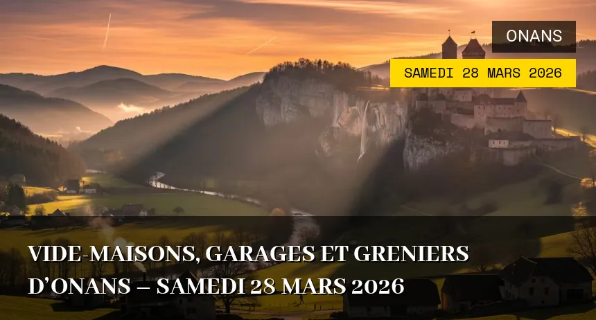 Affiche de l'événement : Vide-maisons, Garages et Greniers d&rsquo;Onans – Samedi 28 Mars 2026
