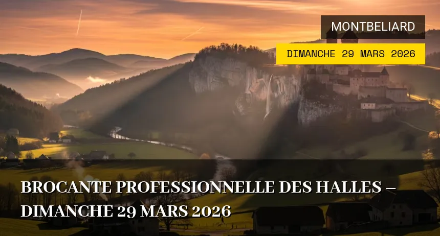 Affiche de l'événement : Brocante professionnelle des Halles – Dimanche 29 Mars 2026