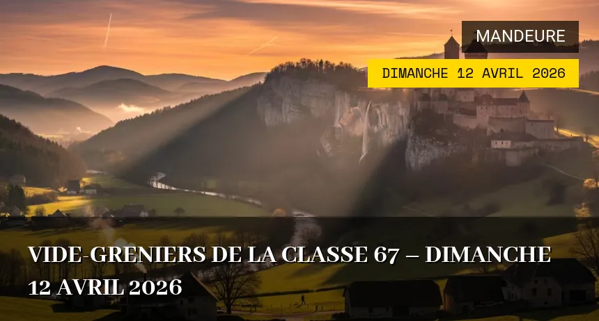 Affiche de l'événement : Vide-greniers de la classe 67 – Dimanche 12 Avril 2026