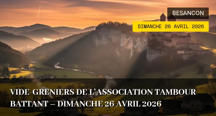 Affiche de l'événement : Vide-greniers de l&rsquo;association Tambour Battant – Dimanche 26 Avril 2026