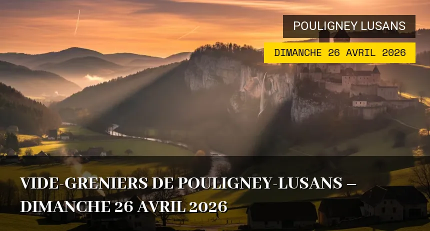 Affiche de l'événement : Vide-greniers de Pouligney-Lusans – Dimanche 26 Avril 2026