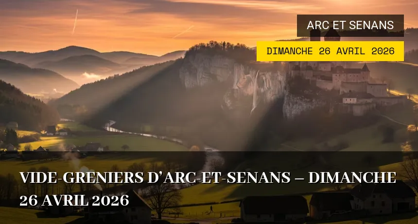 Affiche de l'événement : Vide-greniers d&rsquo;Arc-et-Senans – Dimanche 26 Avril 2026