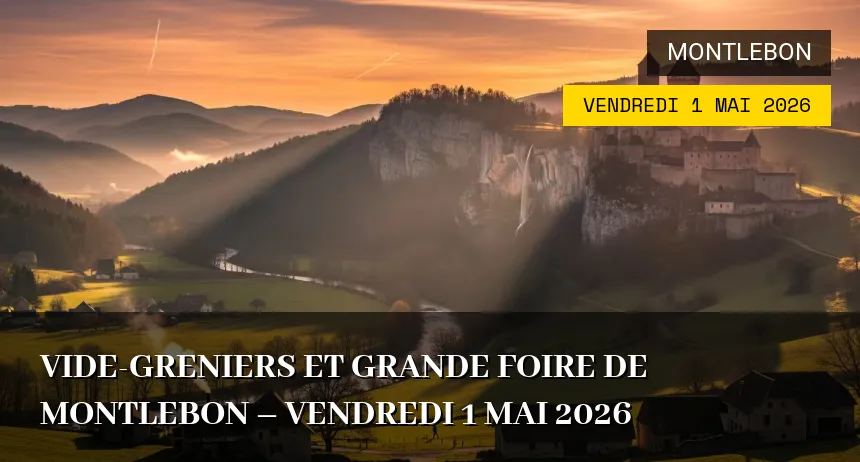 Affiche de l'événement : Vide-greniers et Grande Foire de Montlebon – Vendredi 1 Mai 2026