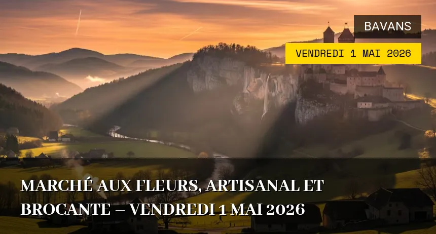 Affiche de l'événement : Marché aux fleurs, artisanal et brocante – Vendredi 1 Mai 2026