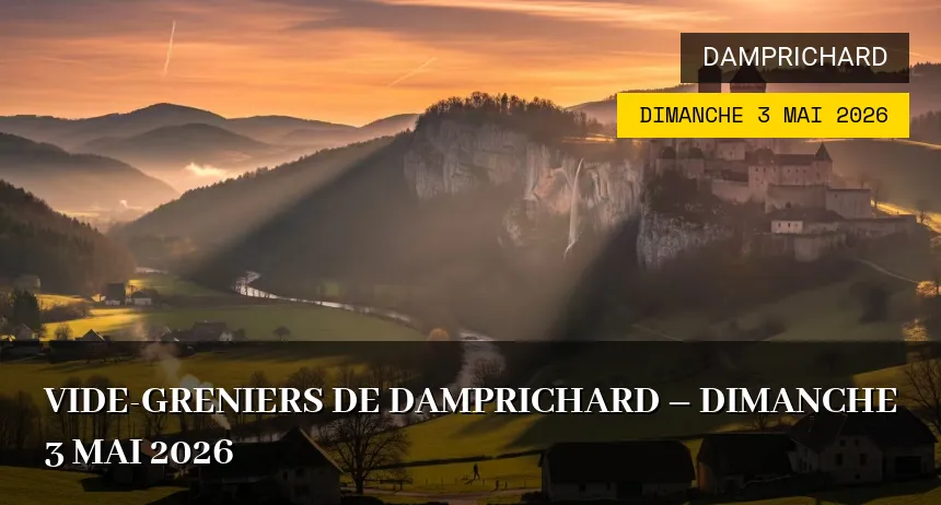 Affiche de l'événement : Vide-greniers de Damprichard – Dimanche 3 Mai 2026