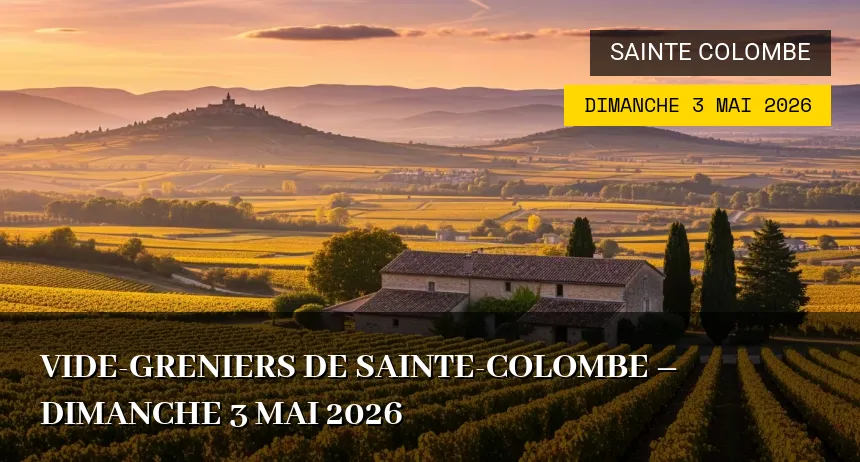 Affiche de l'événement : Vide-greniers de Sainte-Colombe – Dimanche 3 Mai 2026