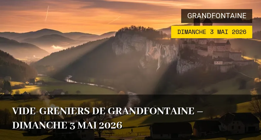 Affiche de l'événement : Vide-greniers de Grandfontaine – Dimanche 3 Mai 2026