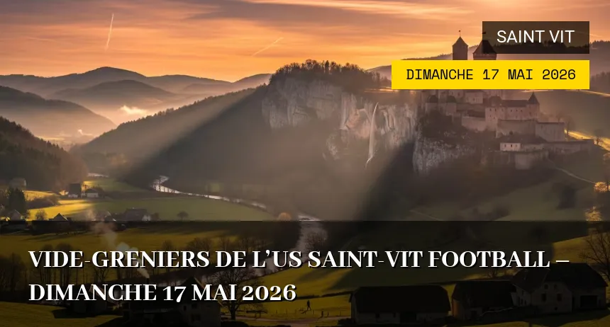 Affiche de l'événement : Vide-greniers de l&rsquo;US Saint-Vit Football – Dimanche 17 Mai 2026