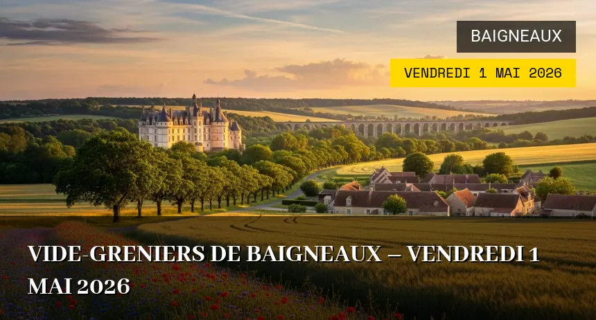 Affiche de l'événement : Vide-greniers de Baigneaux – Vendredi 1 Mai 2026