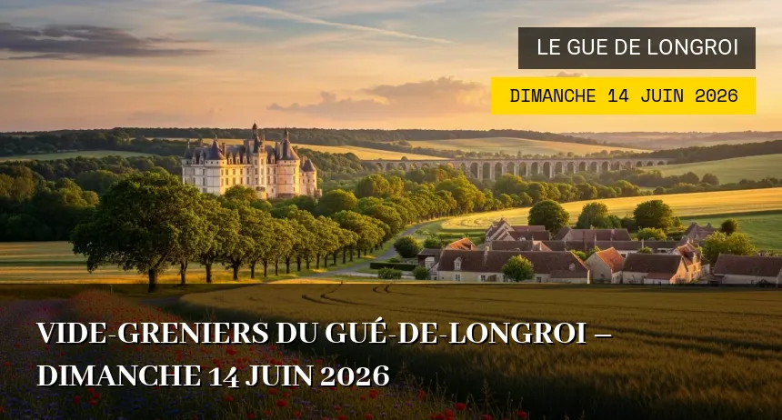Affiche de l'événement : Vide-greniers du Gué-de-Longroi – Dimanche 14 Juin 2026
