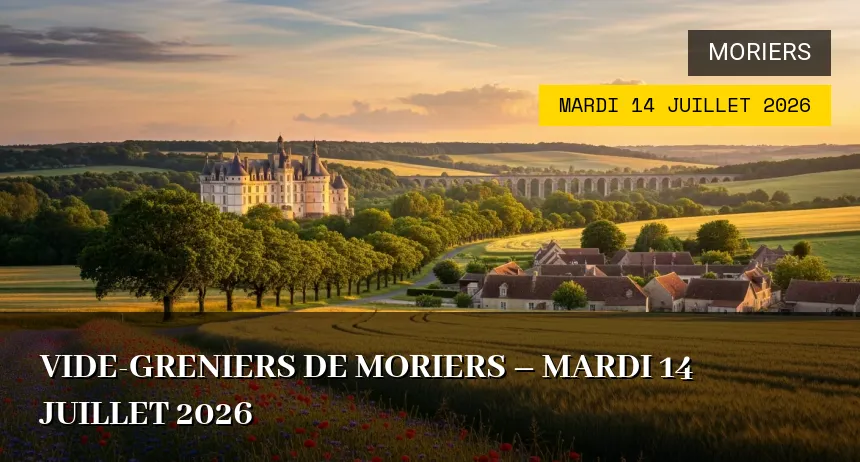 Affiche de l'événement : Vide-greniers de Moriers – Mardi 14 Juillet 2026