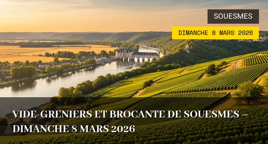 Affiche de l'événement : Vide-greniers et Brocante de Souesmes – Dimanche 8 Mars 2026