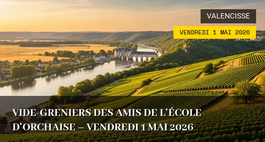 Affiche de l'événement : Vide-greniers des Amis de l&rsquo;école d&rsquo;Orchaise – Vendredi 1 Mai 2026