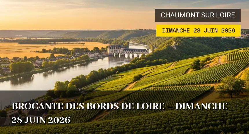 Affiche de l'événement : Brocante des bords de Loire – Dimanche 28 Juin 2026