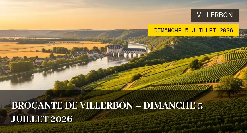 Affiche de l'événement : Brocante de Villerbon – Dimanche 5 Juillet 2026