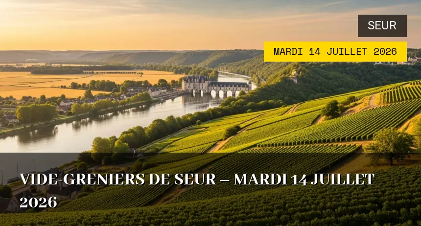 Affiche de l'événement : Vide-greniers de Seur – Mardi 14 Juillet 2026