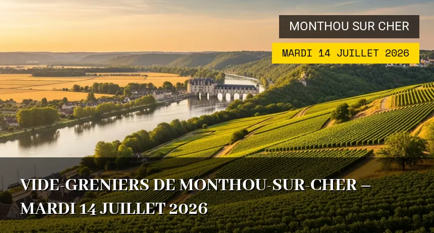 Affiche de l'événement : Vide-greniers de Monthou-sur-Cher – Mardi 14 Juillet 2026
