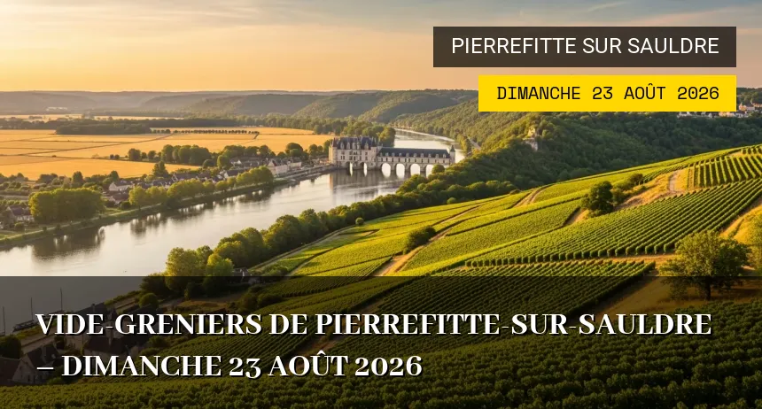 Affiche de l'événement : Vide-greniers de Pierrefitte-sur-Sauldre – Dimanche 23 Août 2026