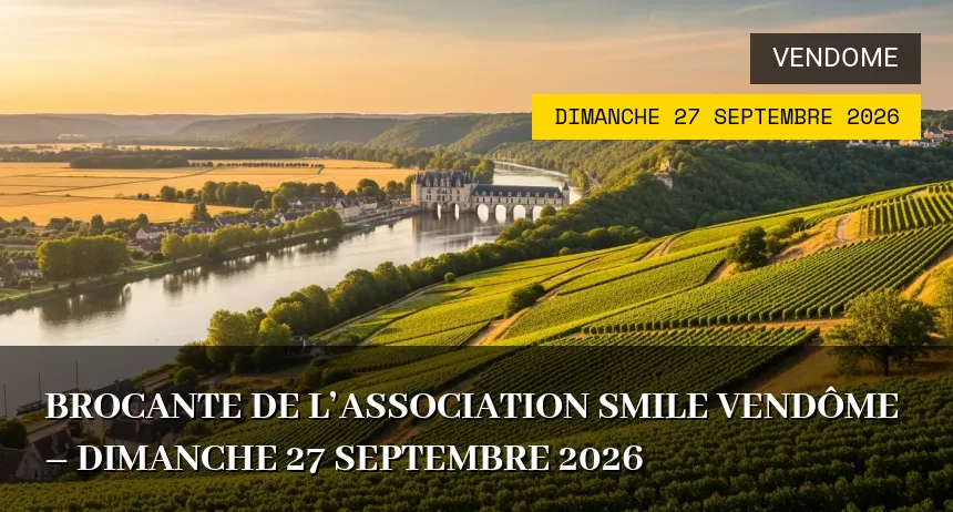 Affiche de l'événement : Brocante de l&rsquo;association Smile Vendôme – Dimanche 27 Septembre 2026