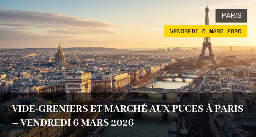 Affiche de l'événement : Vide-greniers et marché aux puces à Paris – Vendredi 6 Mars 2026