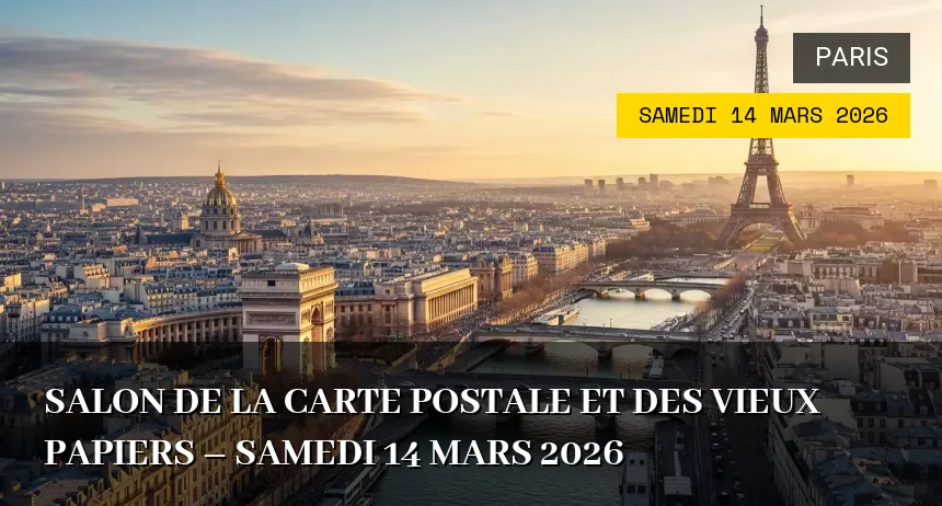 Affiche de l'événement : Salon de la carte postale et des vieux papiers – Samedi 14 Mars 2026