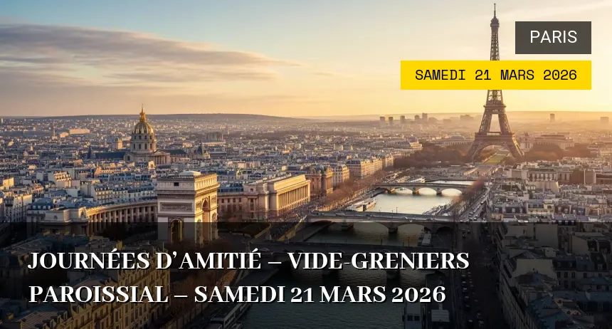 Affiche de l'événement : Journées d&rsquo;Amitié – Vide-Greniers Paroissial – Samedi 21 Mars 2026