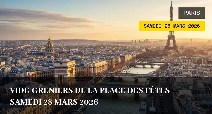 Affiche de l'événement : Vide-greniers de la Place des Fêtes – Samedi 28 Mars 2026