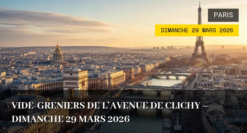 Affiche de l'événement : Vide-greniers de l&rsquo;Avenue de Clichy – Dimanche 29 Mars 2026