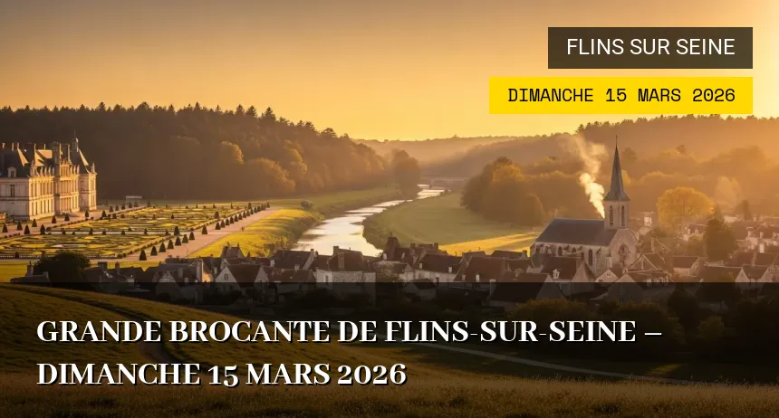 Affiche de l'événement : Grande brocante de Flins-sur-Seine – Dimanche 15 Mars 2026