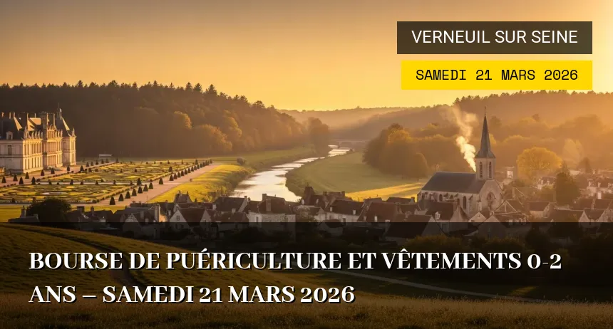 Affiche de l'événement : Bourse de puériculture et vêtements 0-2 ans – Samedi 21 Mars 2026