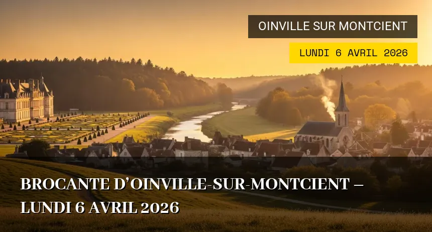 Affiche de l'événement : Brocante d&rsquo;Oinville-sur-Montcient – Lundi 6 Avril 2026