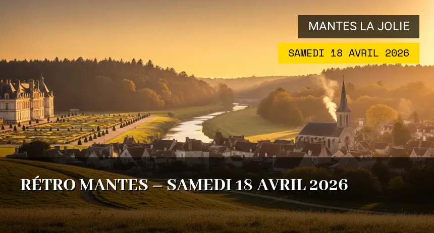 Affiche de l'événement : Rétro Mantes – Samedi 18 Avril 2026