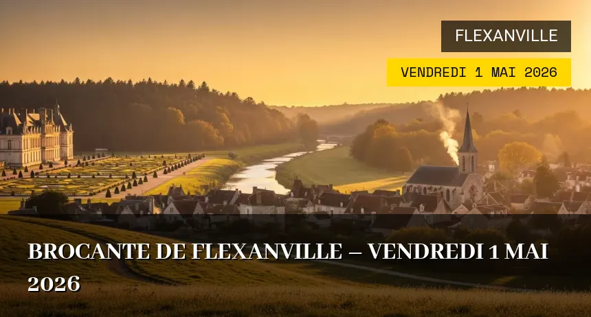 Affiche de l'événement : Brocante de Flexanville – Vendredi 1 Mai 2026