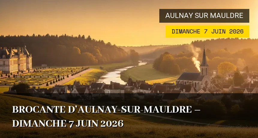 Affiche de l'événement : Brocante d&rsquo;Aulnay-sur-Mauldre – Dimanche 7 Juin 2026