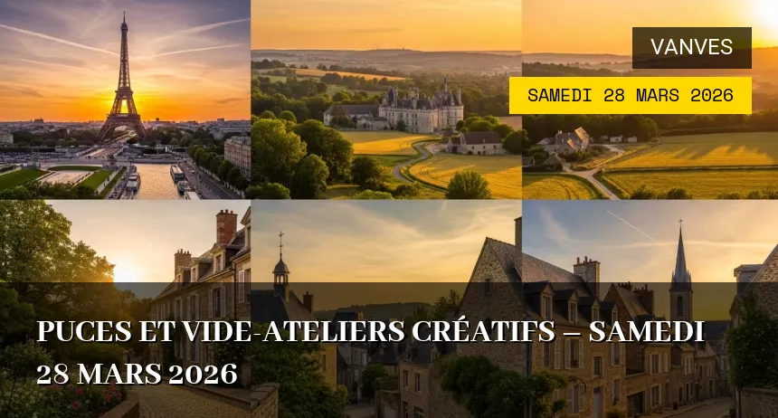 Affiche de l'événement : Puces et Vide-Ateliers Créatifs – Samedi 28 Mars 2026