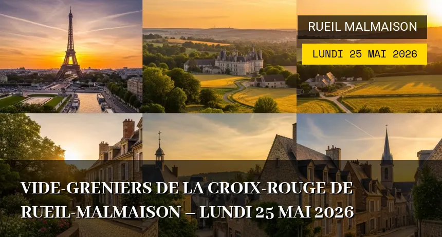 Affiche de l'événement : Vide-greniers de la Croix-Rouge de Rueil-Malmaison – Lundi 25 Mai 2026