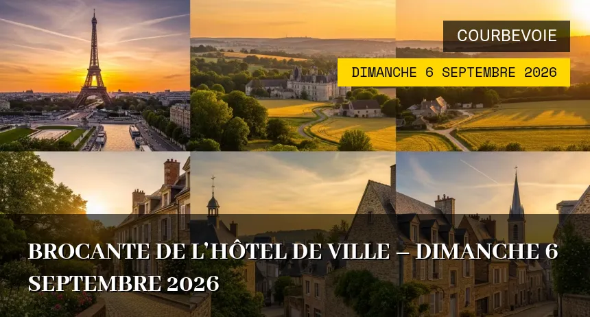 Affiche de l'événement : Brocante de l&rsquo;Hôtel de Ville – Dimanche 6 Septembre 2026