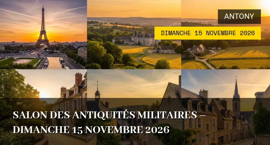 Affiche de l'événement : Salon des Antiquités Militaires – Dimanche 15 Novembre 2026