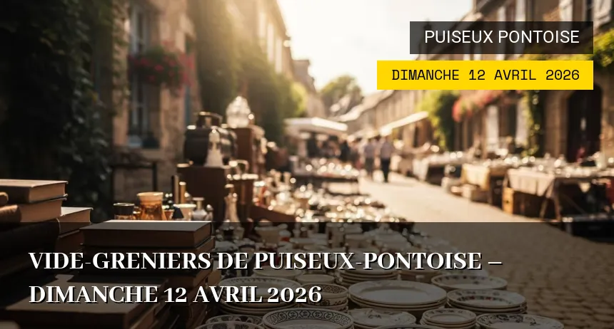 Affiche de l'événement : Vide-greniers de Puiseux-Pontoise – Dimanche 12 Avril 2026