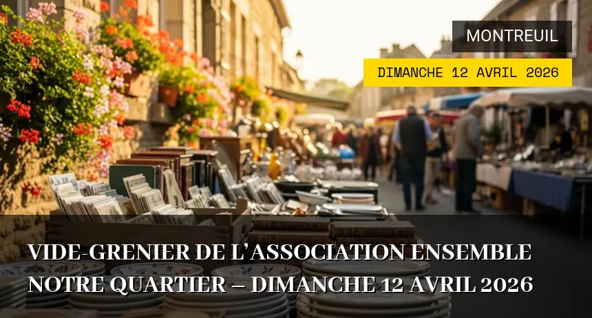 Affiche de l'événement : Vide-grenier de l&rsquo;association Ensemble Notre Quartier – Dimanche 12 Avril 2026