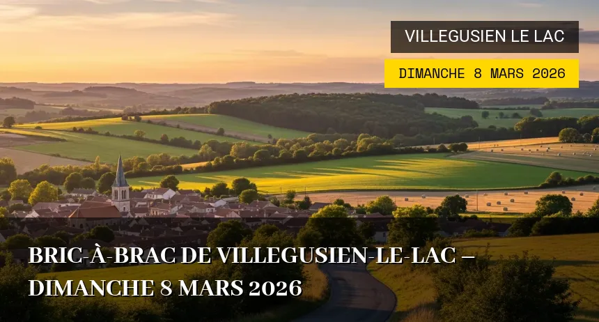 Affiche de l'événement : Bric-à-brac de Villegusien-le-Lac – Dimanche 8 Mars 2026