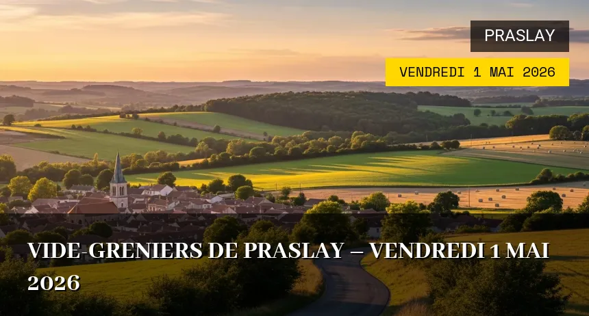 Affiche de l'événement : Vide-greniers de Praslay – Vendredi 1 Mai 2026