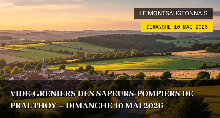 Affiche de l'événement : Vide-greniers des Sapeurs-Pompiers de Prauthoy – Dimanche 10 Mai 2026