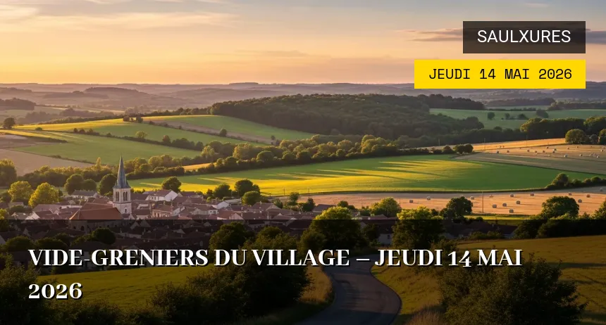 Affiche de l'événement : Vide-greniers du village – Jeudi 14 Mai 2026