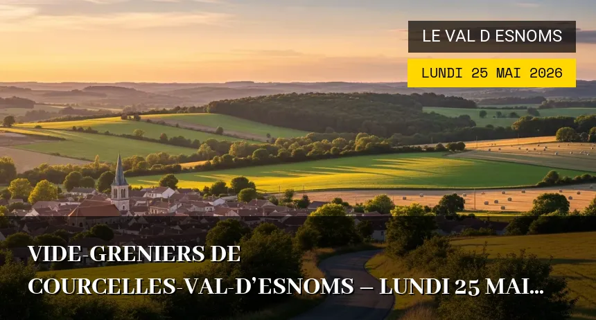 Affiche de l'événement : Vide-greniers de Courcelles-Val-d&rsquo;Esnoms – Lundi 25 Mai 2026