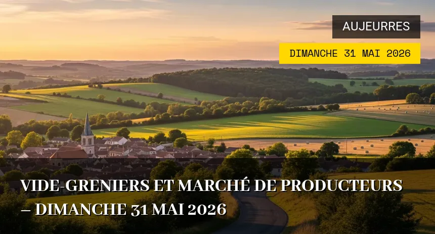Affiche de l'événement : Vide-greniers et Marché de Producteurs – Dimanche 31 Mai 2026