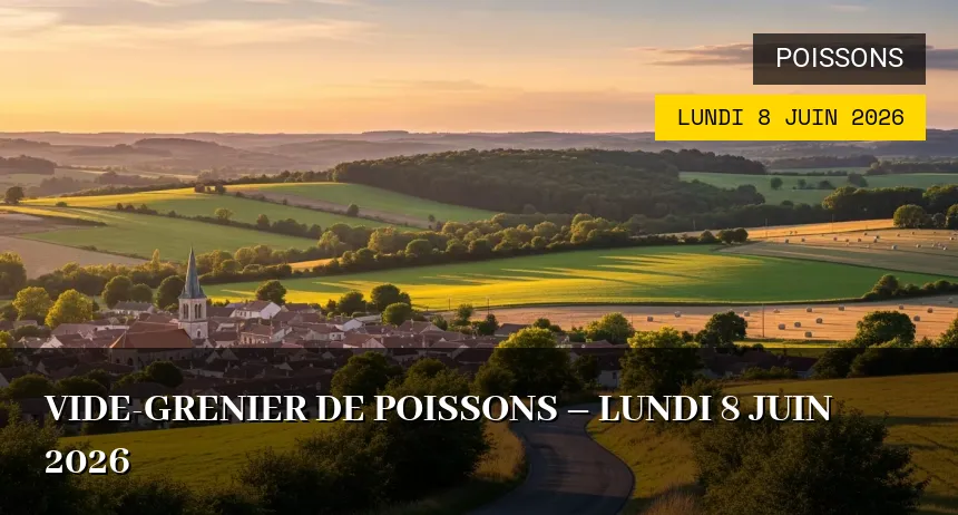 Affiche de l'événement : Vide-grenier de Poissons – Lundi 8 Juin 2026