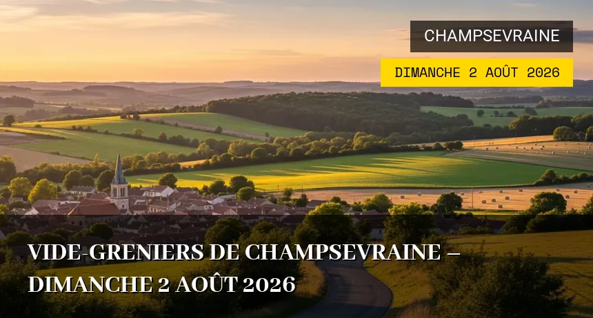 Affiche de l'événement : Vide-greniers de Champsevraine – Dimanche 2 Août 2026
