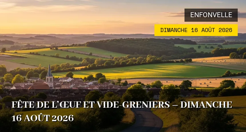 Affiche de l'événement : Fête de l&rsquo;Œuf et Vide-Greniers – Dimanche 16 Août 2026