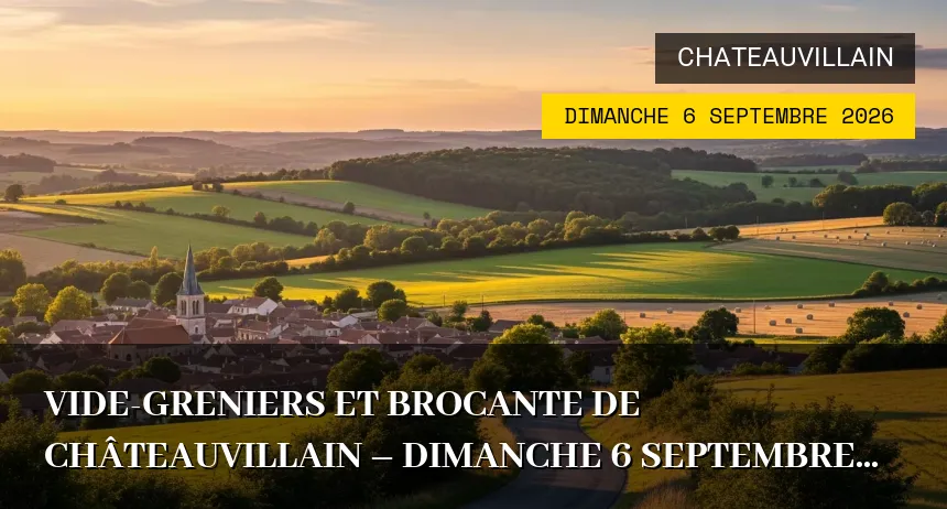 Affiche de l'événement : Vide-greniers et brocante de Châteauvillain – Dimanche 6 Septembre 2026